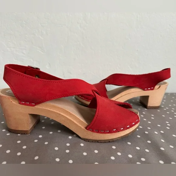 Sandgrens Morocco Clog Sandal size 37 Red 2 5/8” heel - Picture 6 of 9